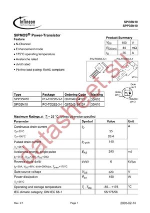 SPP35N10 datasheet  